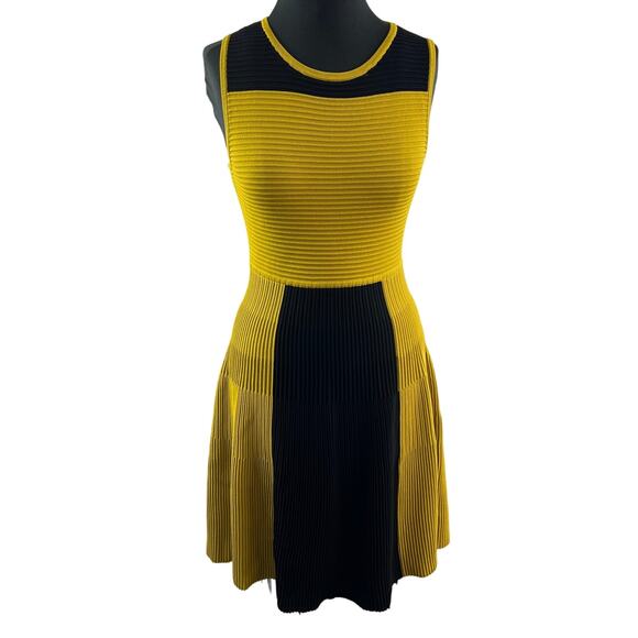 Calvin Klein Dresses & Skirts - Calvin Klein Mustard Yellow Black Fit Flare Dress Size S? Small NEW